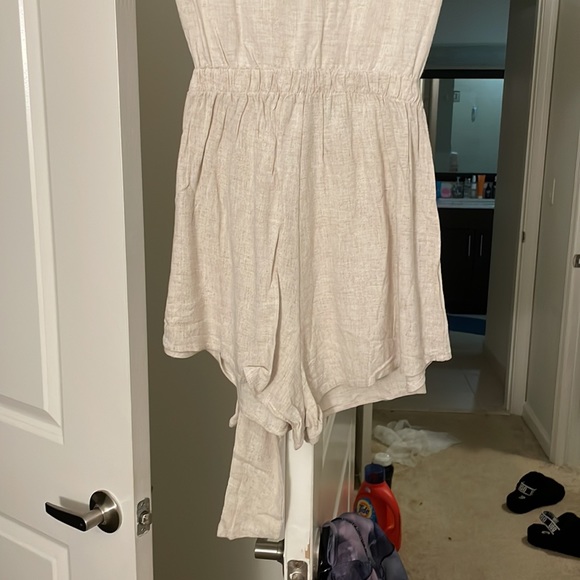 Princess Polly Ragnar Tie Front Romper Beige - Picture 13 of 15